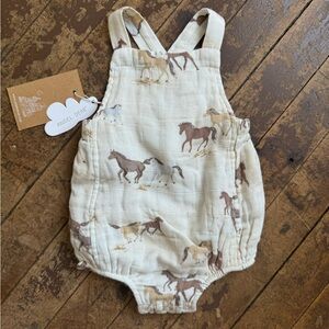 Organic “Angel Dear” cotton horse print baby romper 3-6 mos
